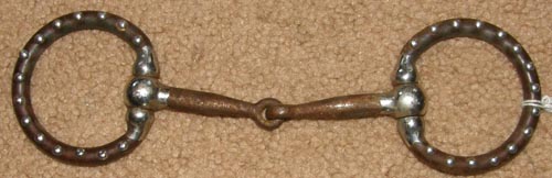 Kelly Silver Star? 4" Sweet Iron Miniature Antique Brown Snaffle Bit with Silver Dots Mini Pony Offset Dee Snaffle Bit